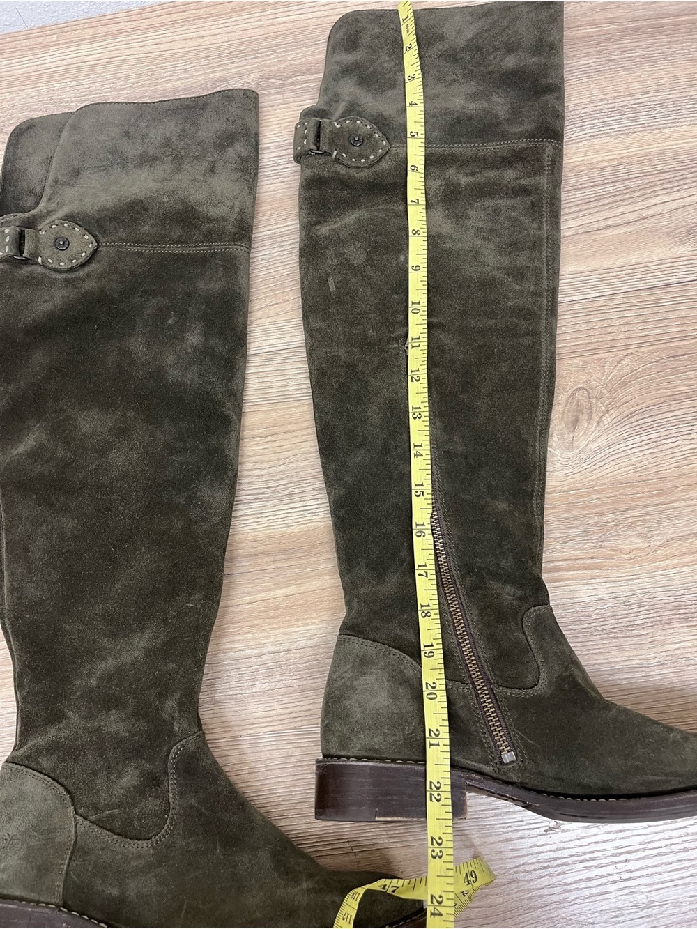 Frye "Shirley" over the knee Suede Military Green Combat boot Size 7 - Picture 5 of 12